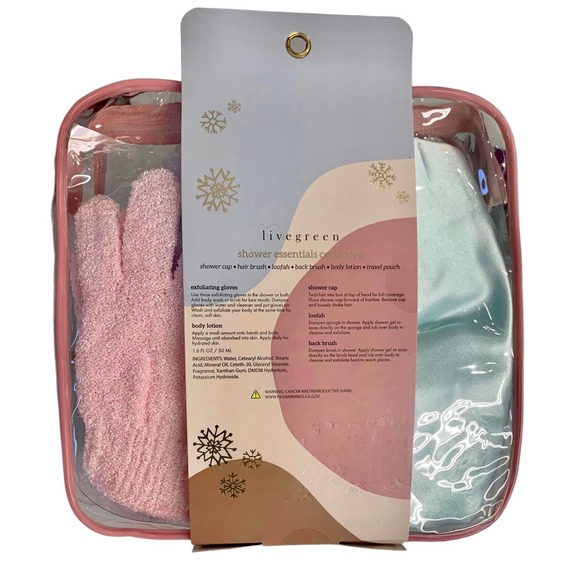 Livegreen Shower Essential‎ Collection; Exfoliating Gloves, Loofa, Body lotion - Picture 5 of 6